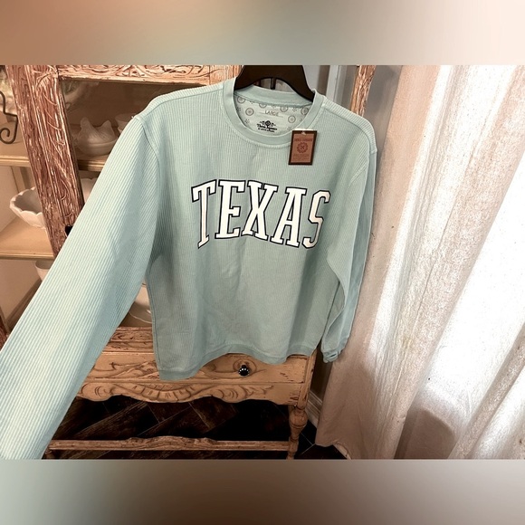 Texas Comfy Cord Womens Large Turquoise Blue Long Sleeve NWT - Picture 2 of 4